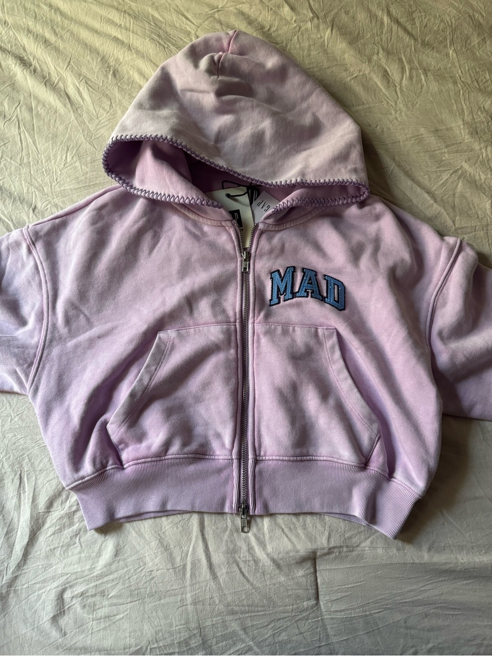 Madhappy Lilac Zip-Up Hoodie with 'MAD' Chest Patch